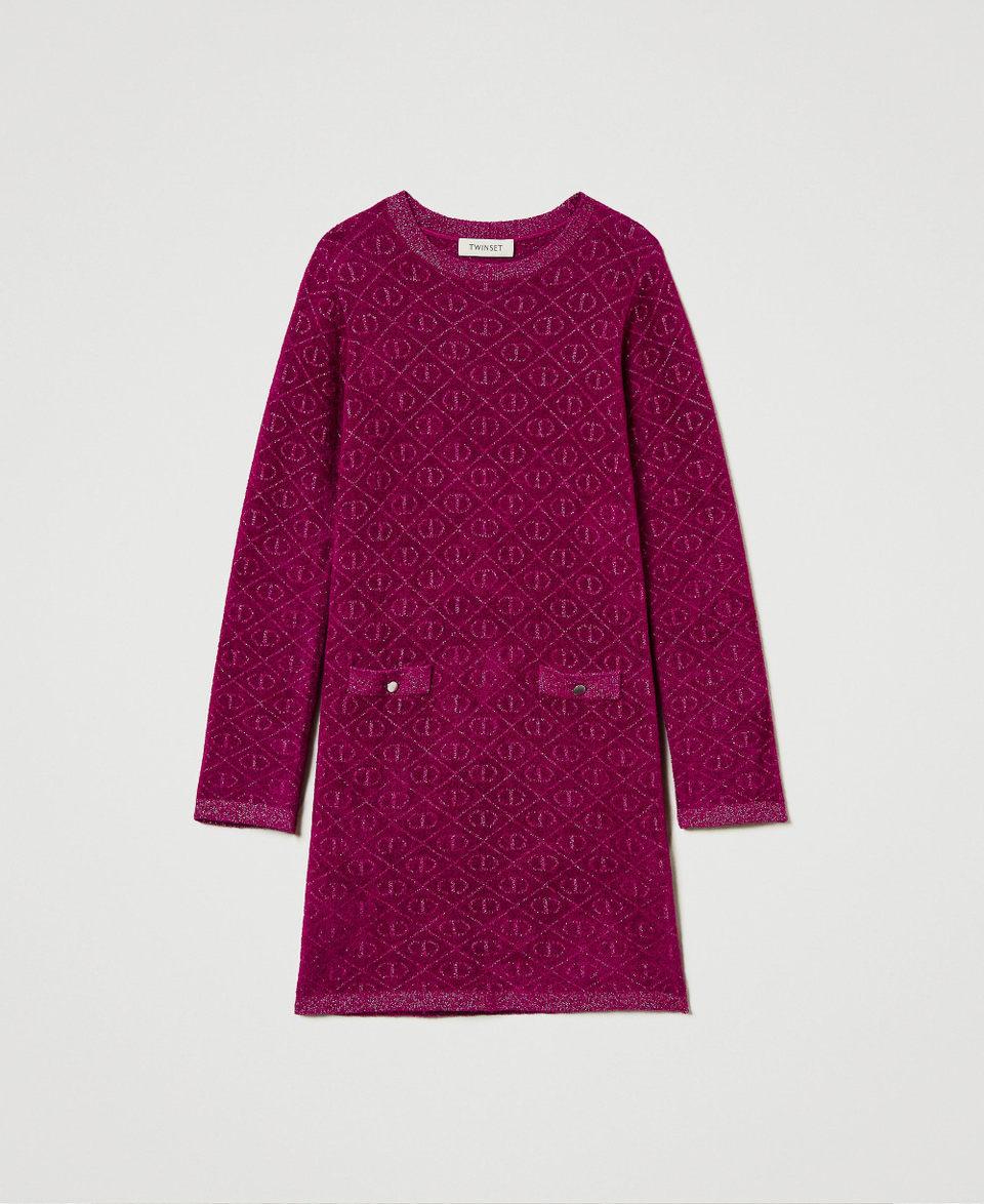 Twin Set Abito corto in maglia jacquard con Oval T Vendite Flash