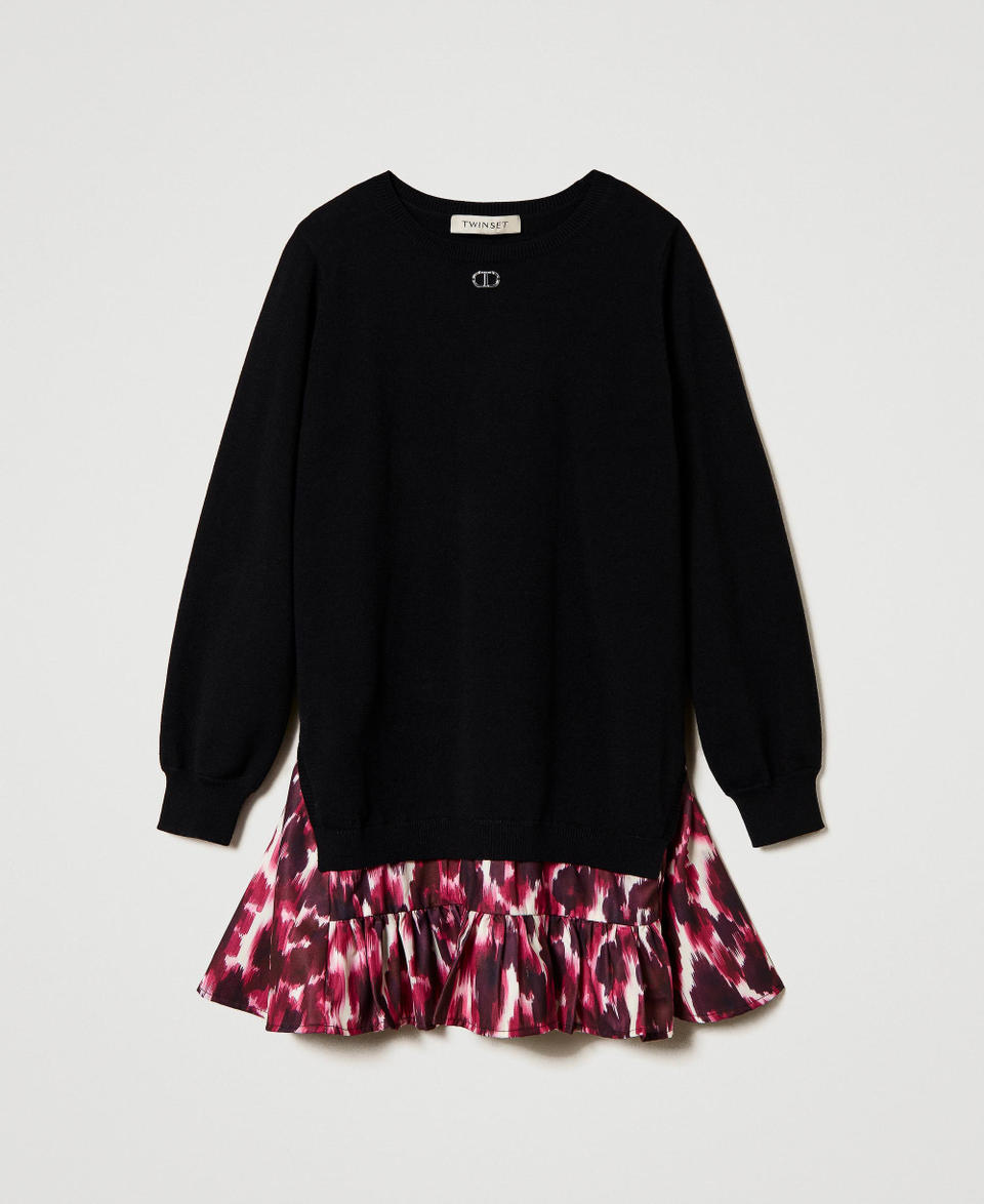 Twin Set Abito corto in maglia con inserto stampato In Saldo