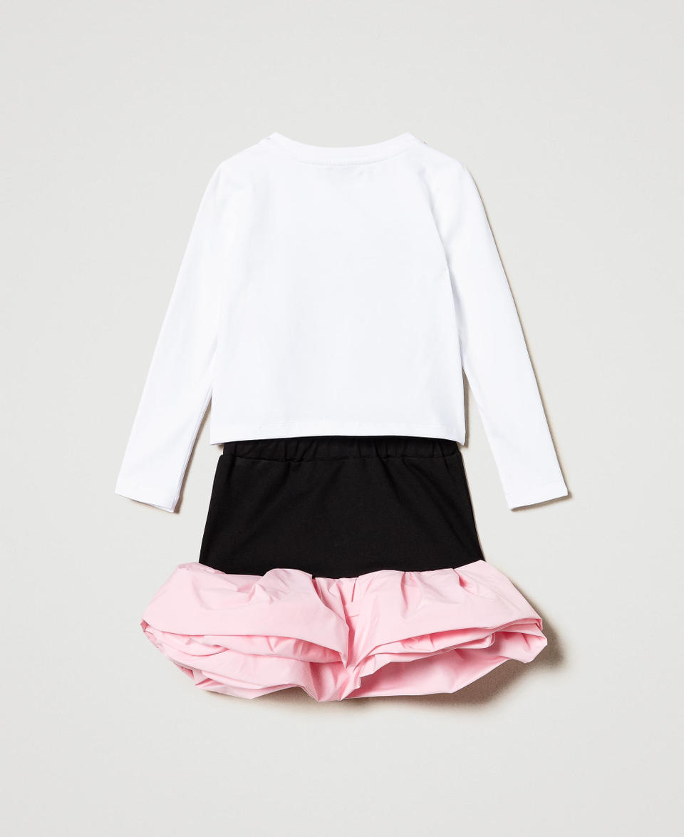 Twin Set T-shirt stampata e gonna con balze Italia