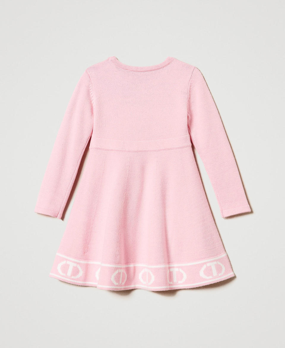 Twin Set Abito corto in maglia con Oval T jacquard Nuovo