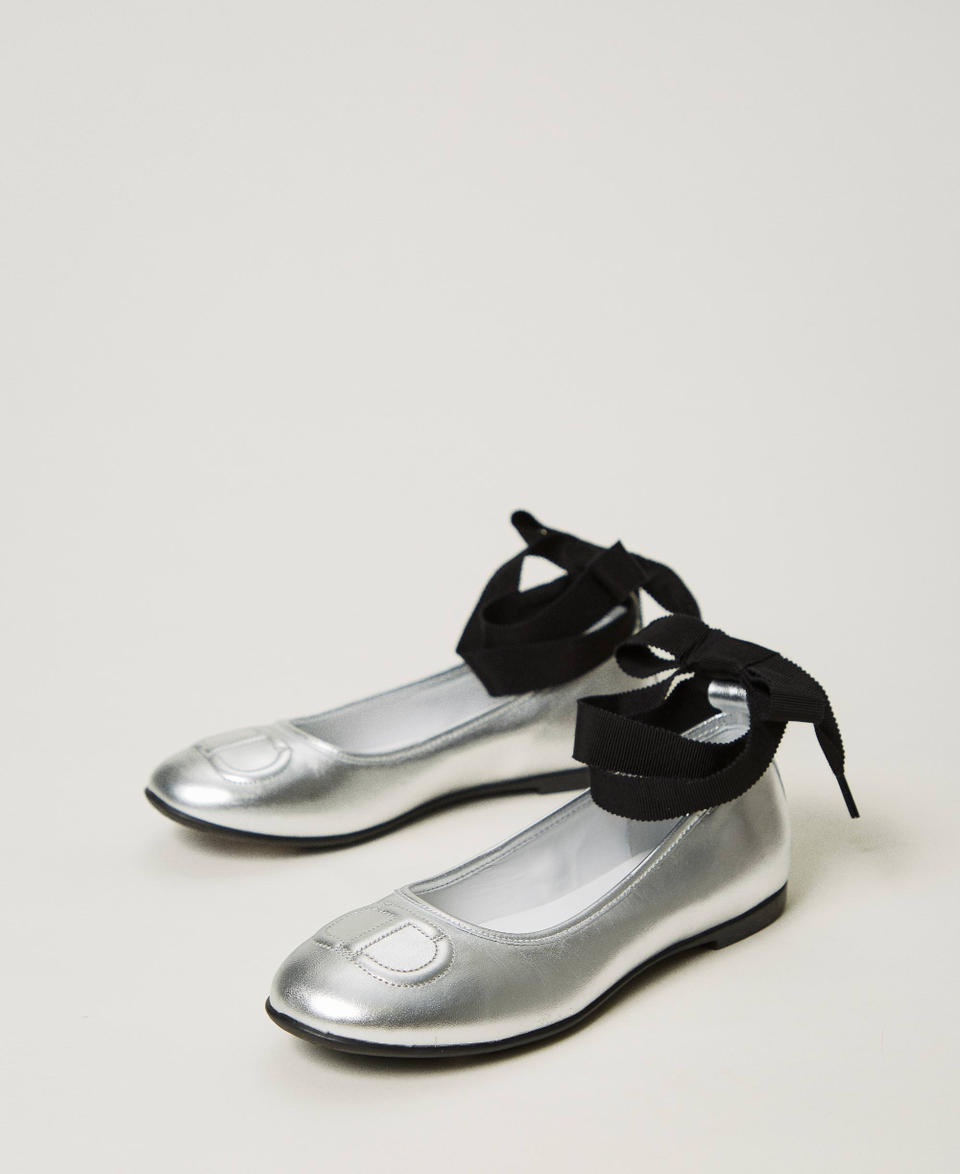 Twin Set Ballerine in pelle con nastri Spedizione Gratuita
