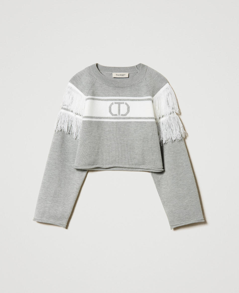 Twin Set Maglia con Oval T jacquard e frange Soddisfazione Garantita