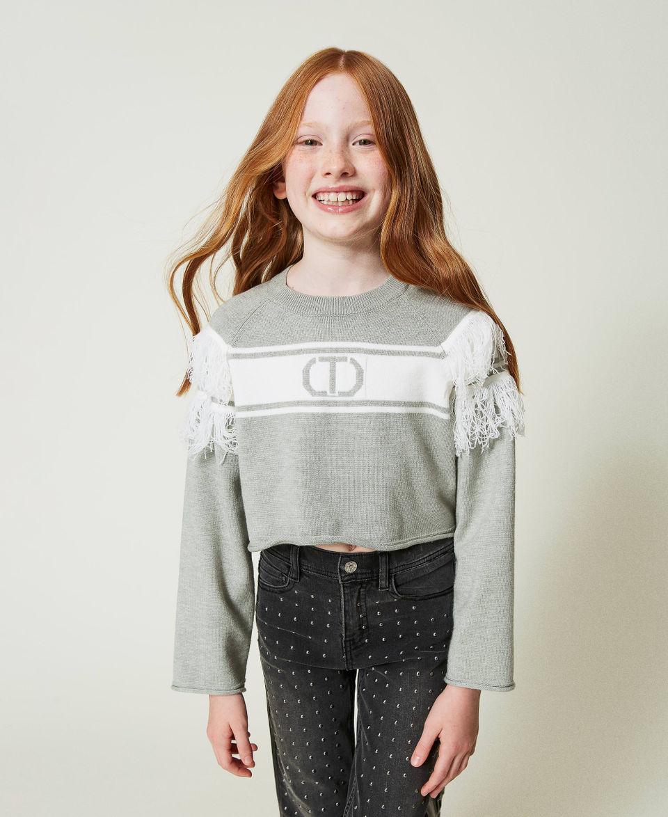 Twin Set Maglia con Oval T jacquard e frange Soddisfazione Garantita