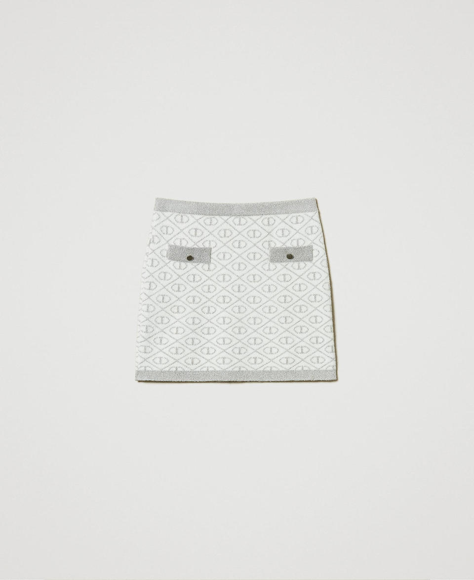Twin Set Gonna corta in maglia jacquard con Oval T Sconto