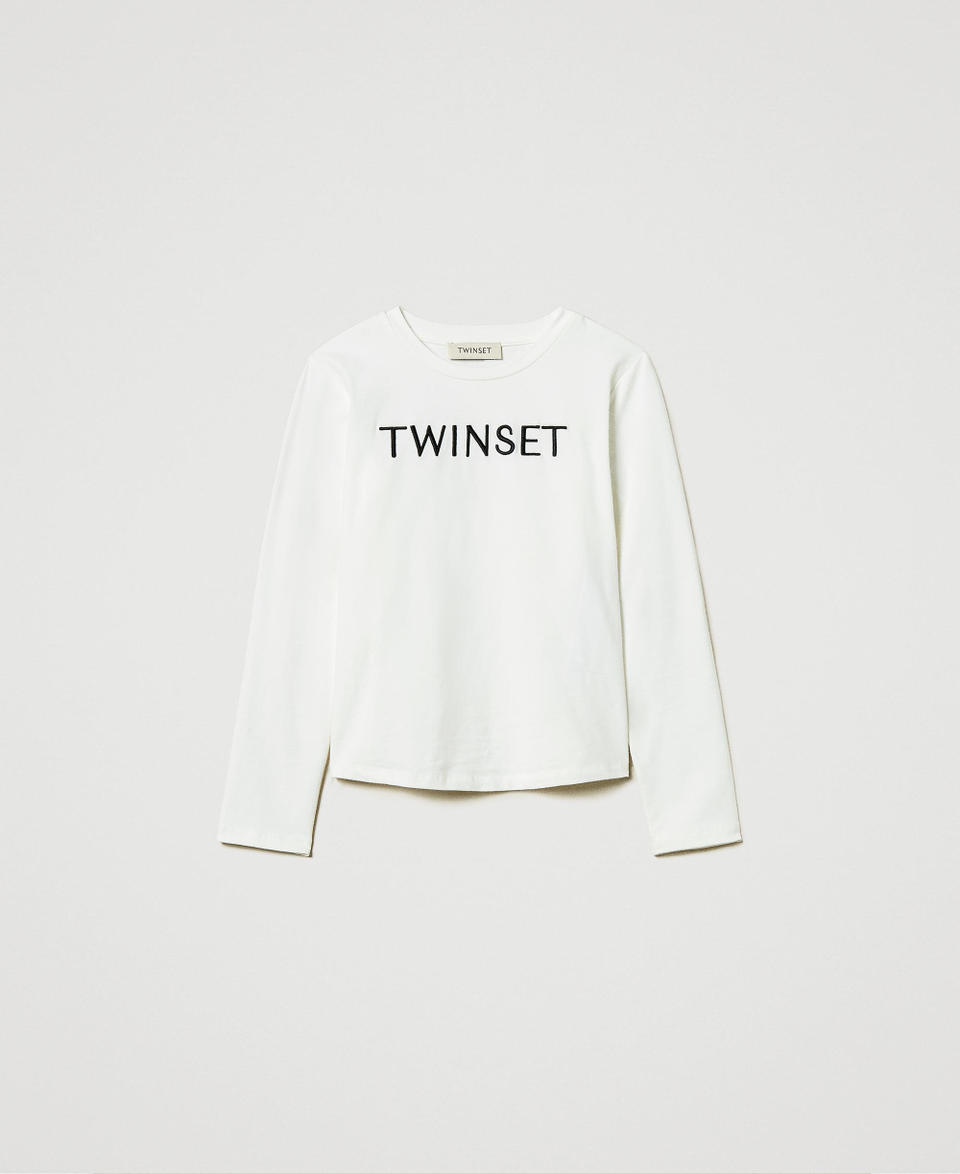 Twin Set T-shirt cropped con logo ricamato Offerta