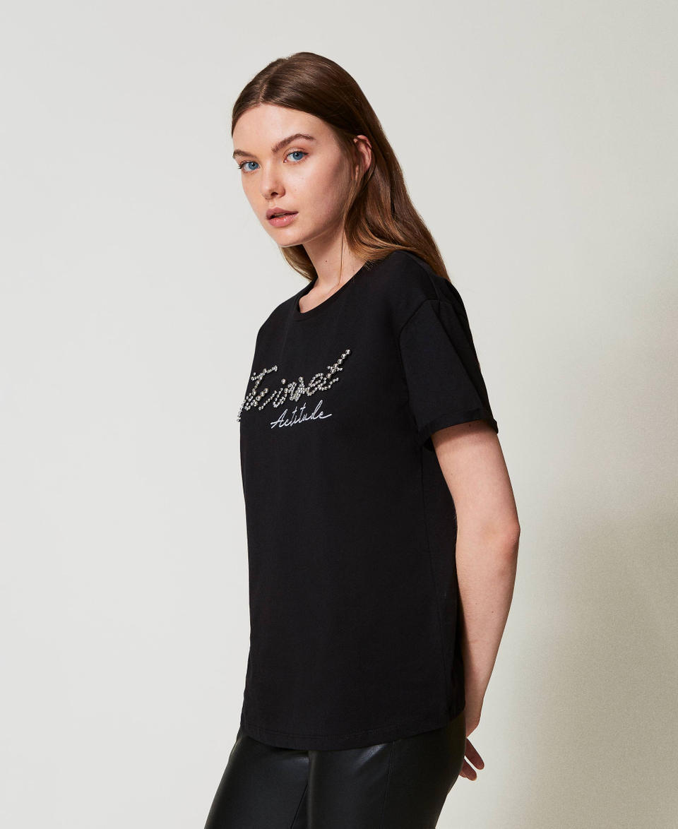 Twin Set T-shirt con logo lurex Italia