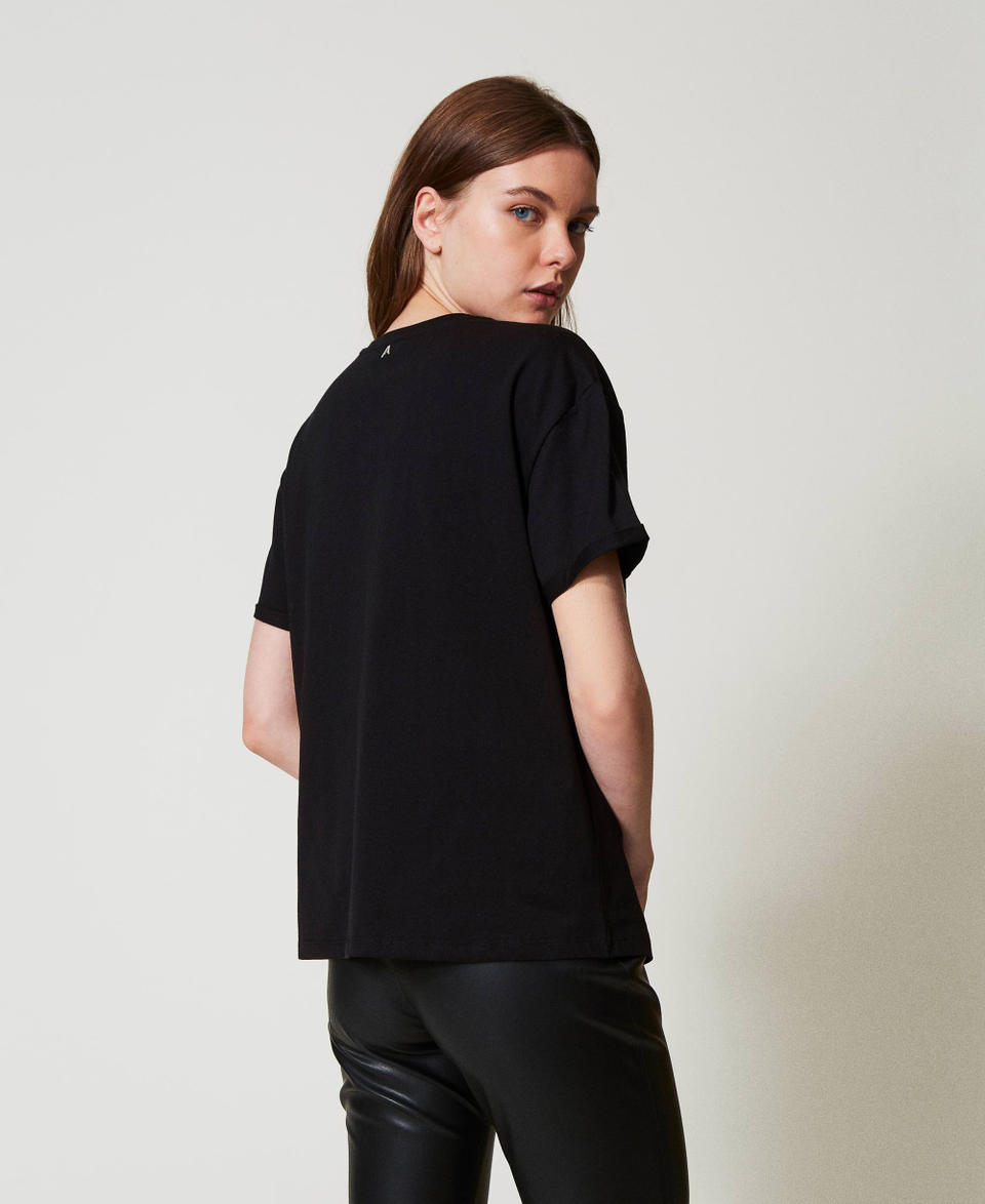 Twin Set T-shirt con logo lurex Italia