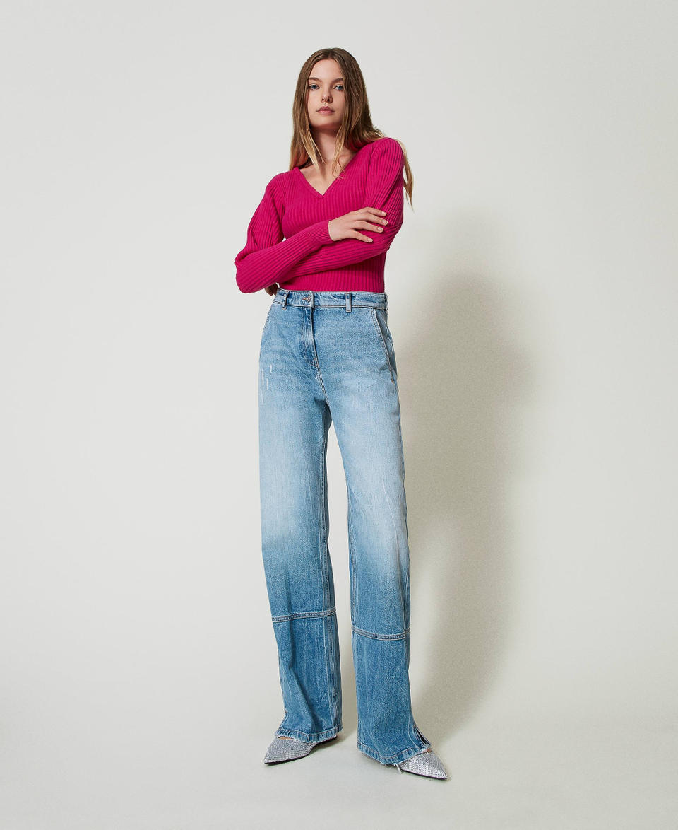 Twin Set Jeans wide leg con tagli Acquista Ora