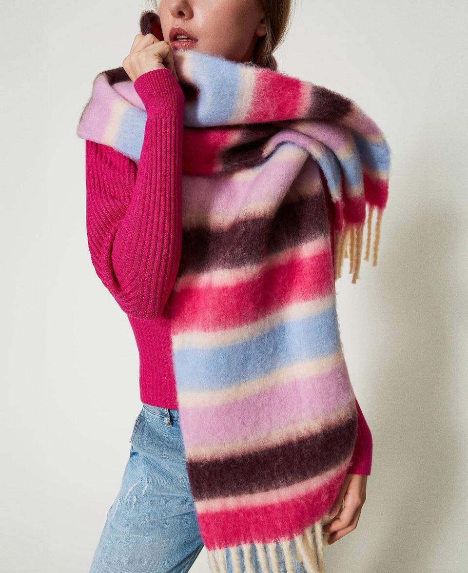 Twin Set Sciarpa a righe multicolor con frange Saldi Di Fabbrica