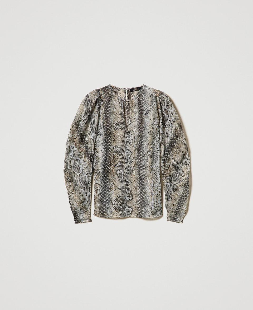 Twin Set Blusa in creponne con stampa snake Presa