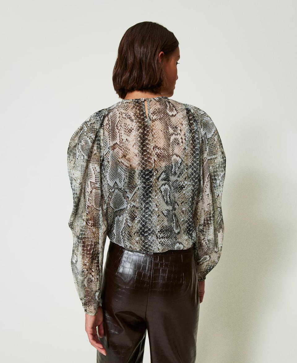 Twin Set Blusa in creponne con stampa snake Presa
