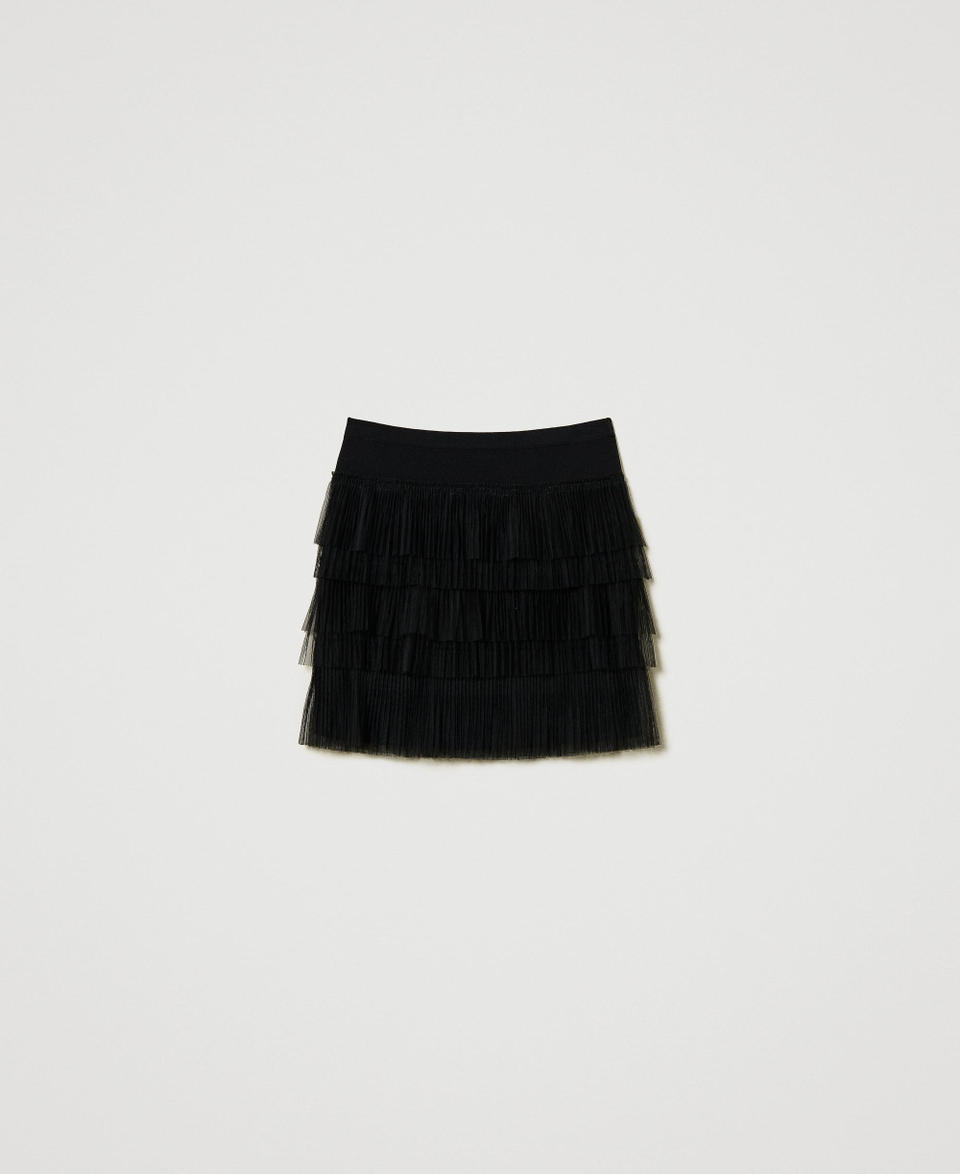 Twin Set Minigonna in maglia con balze in tulle Sconto