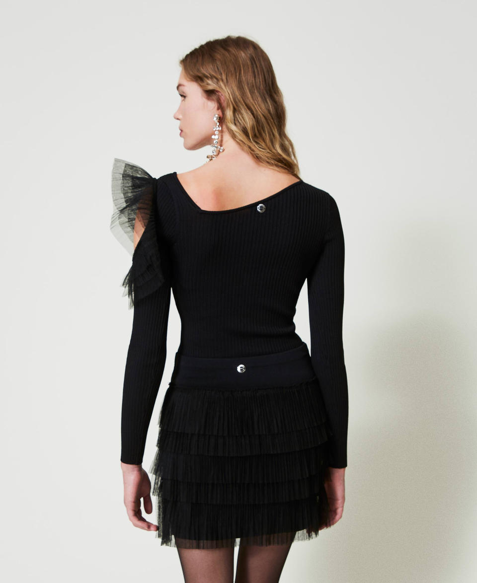 Twin Set Minigonna in maglia con balze in tulle Sconto