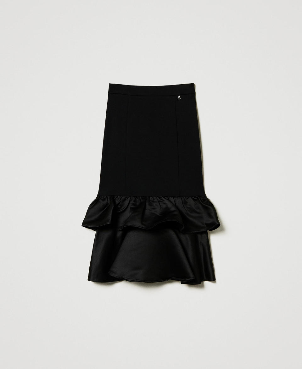 Twin Set Gonna longuette con balze in raso Outlet