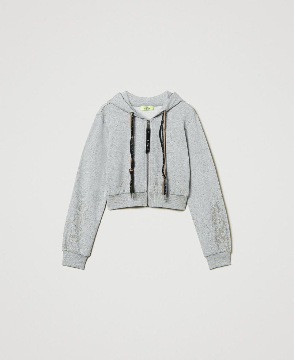 Twin Set Felpa cropped MYFO con stampa glitter Comprare a buon mercato