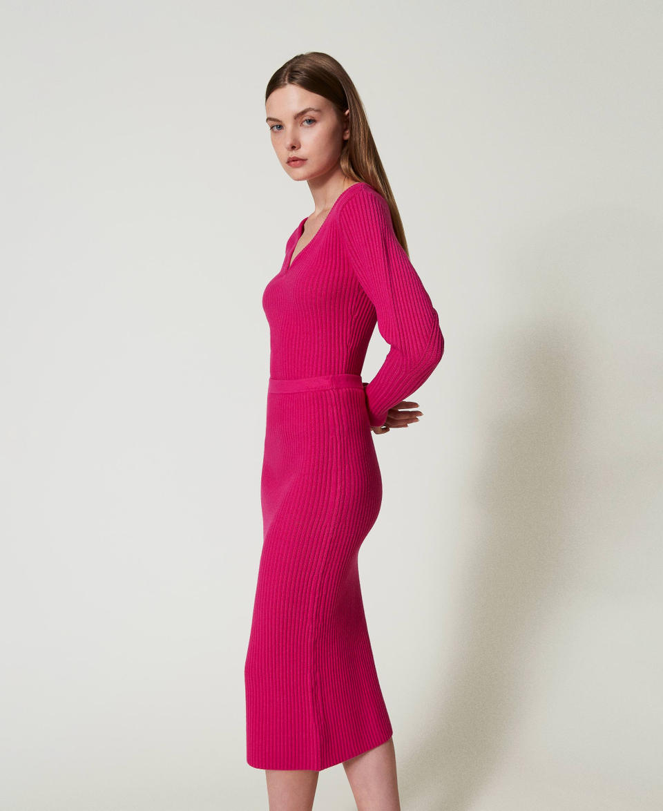 Twin Set Gonna longuette in maglia a coste Saldi Di Fabbrica