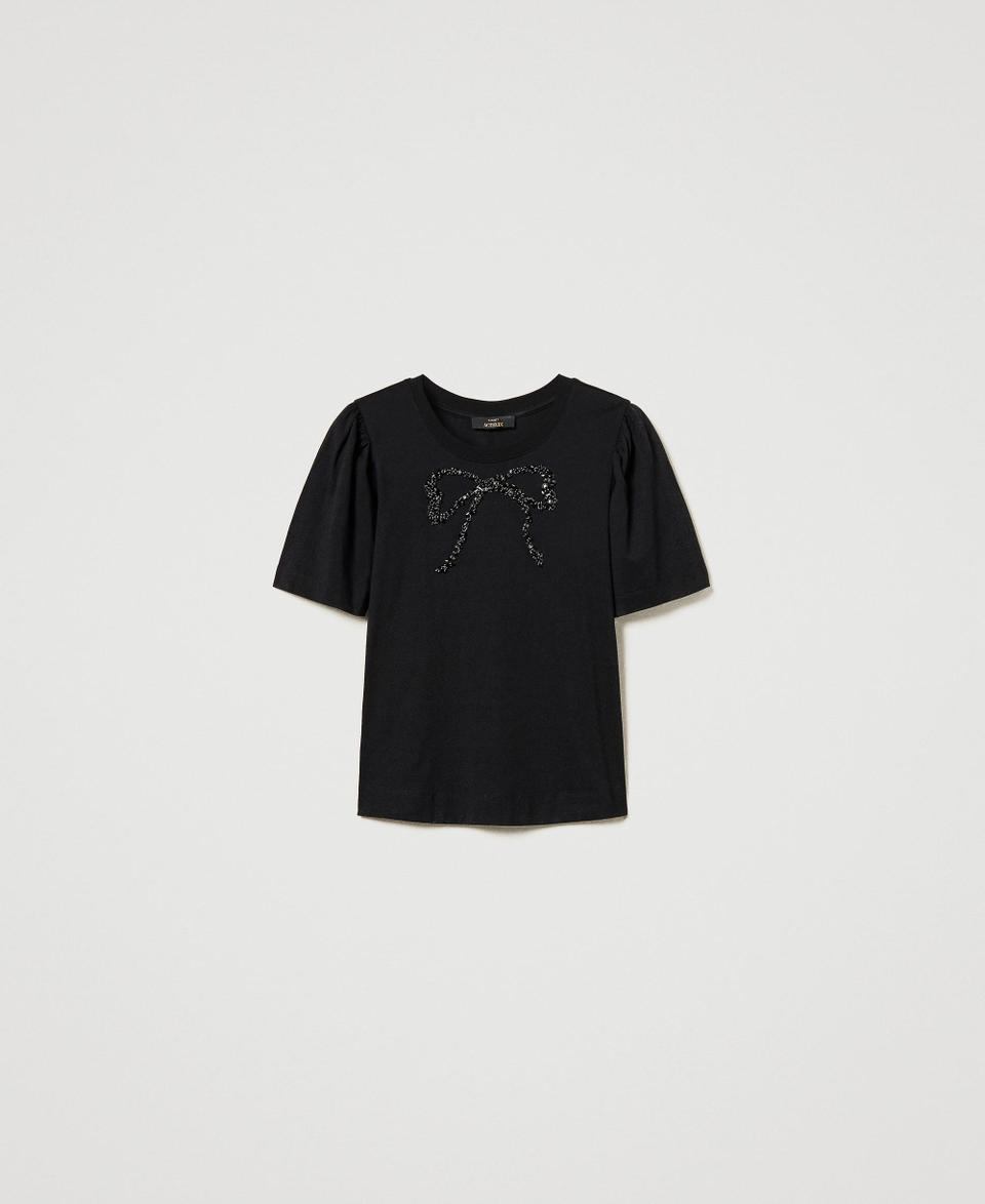 Twin Set T-shirt con ricamo a fiocco In Saldo