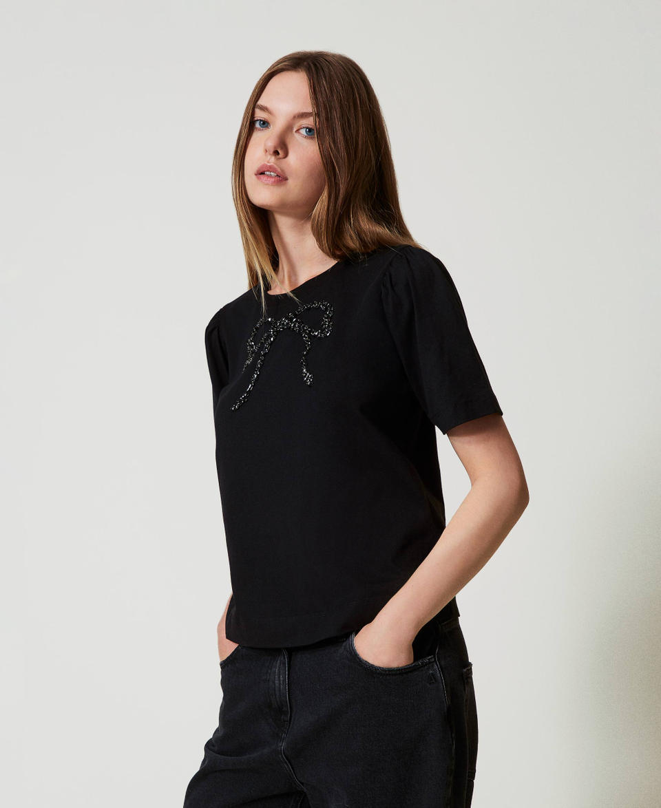 Twin Set T-shirt con ricamo a fiocco In Saldo