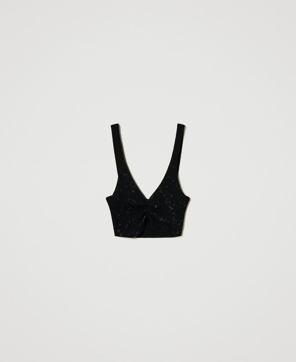 Twin Set Top MYFO in maglia con stampa glitter Offerta Pasqua
