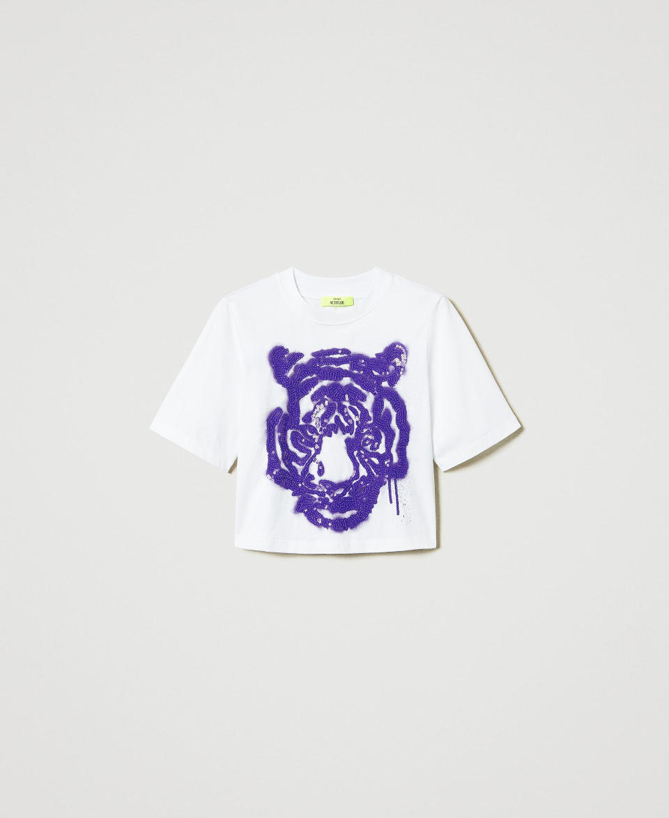 Twin Set T-shirt boxy MYFO con stampa e paillettes Offerta temporanea