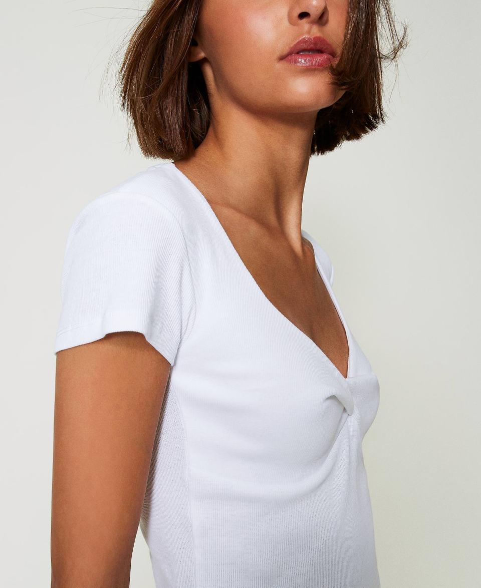 Twin Set T-shirt a costine con nodo