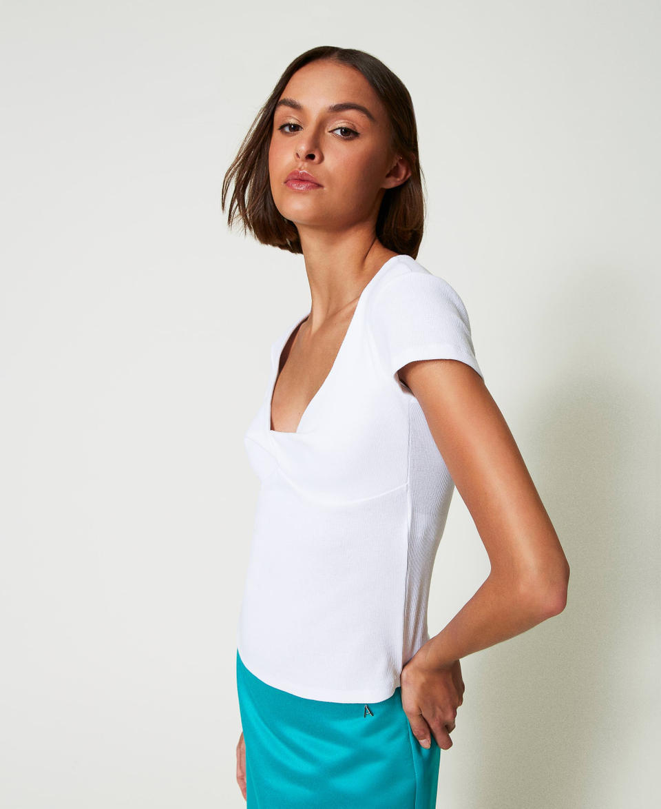 Twin Set T-shirt a costine con nodo Grandi sconti