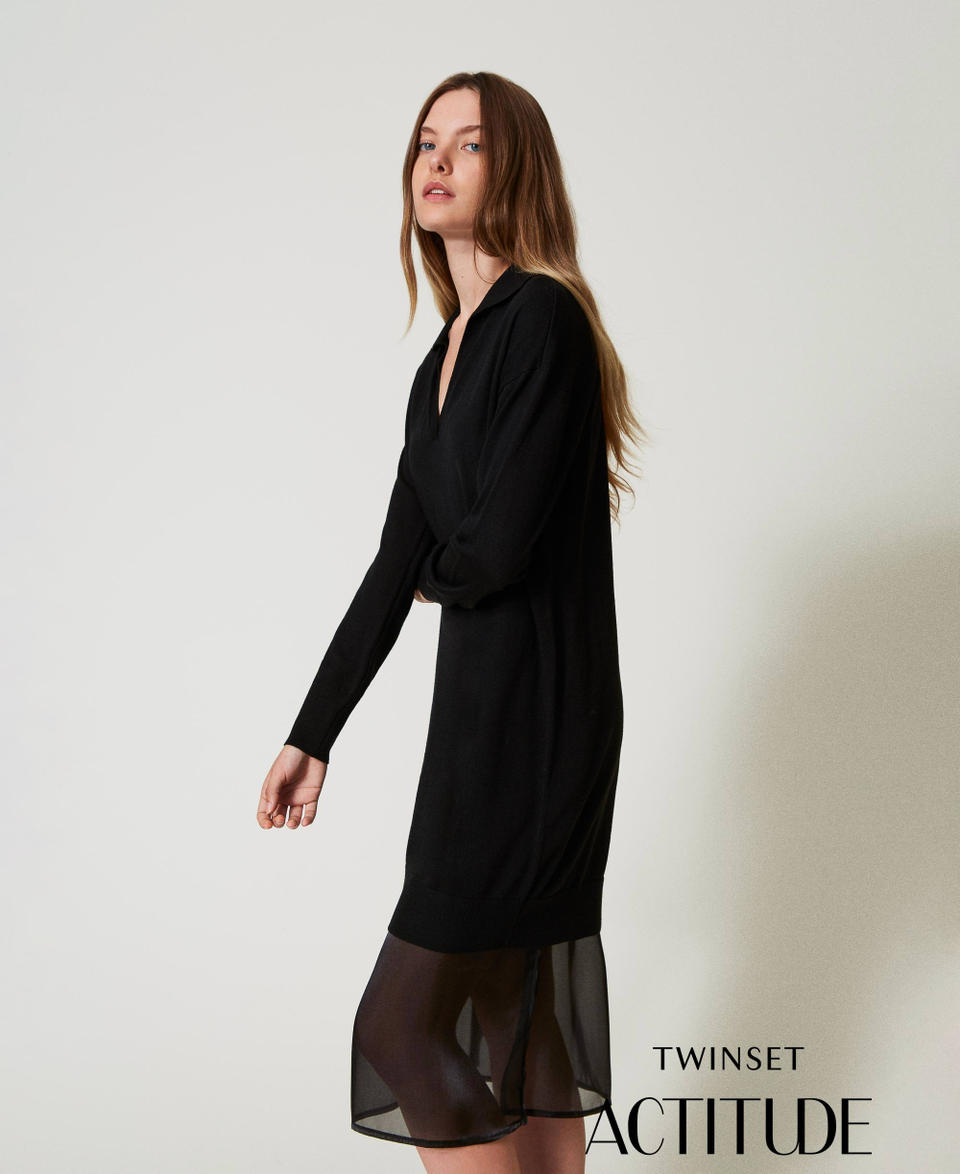 Twin Set Abito longuette in maglia con sottoveste Sconti VIP