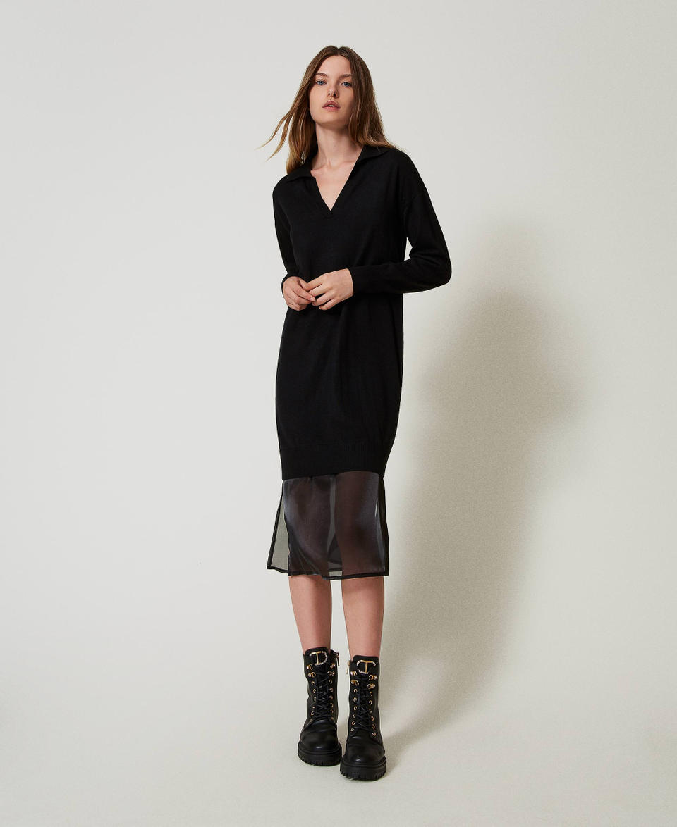 Twin Set Abito longuette in maglia con sottoveste Sconti VIP