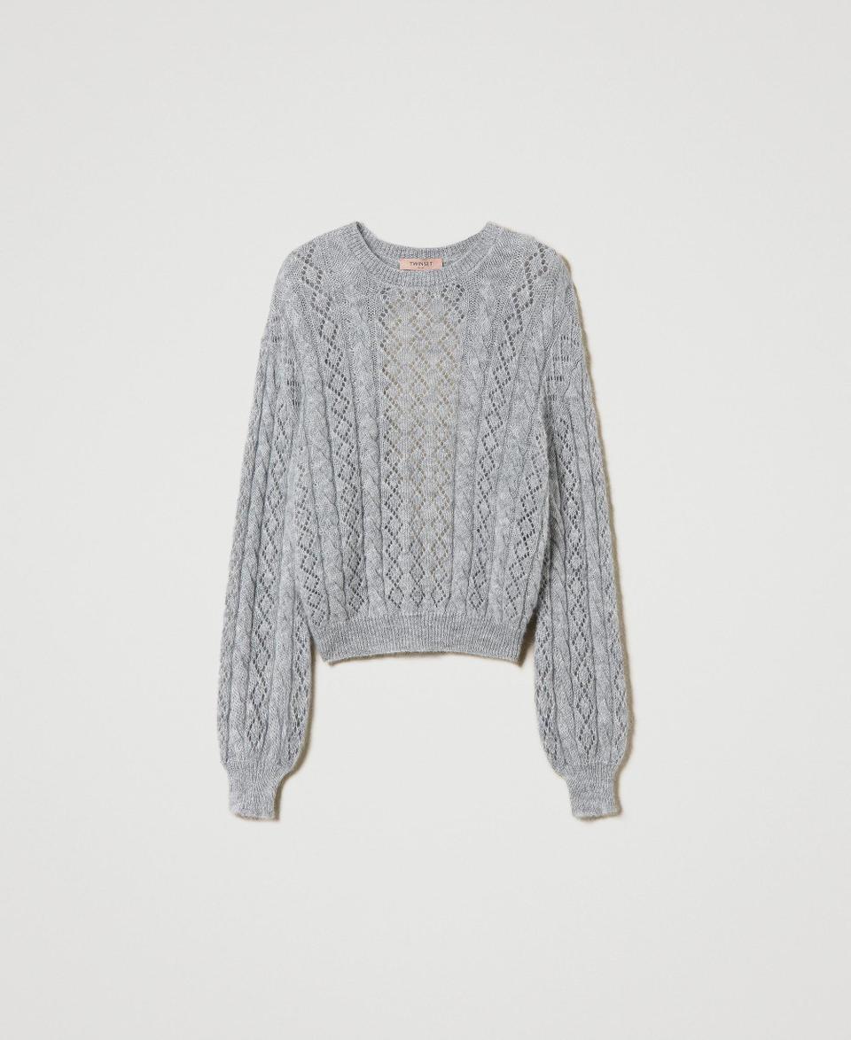 Twin Set Maglia in misto mohair con trecce e oblò Fino al 60% di sconto