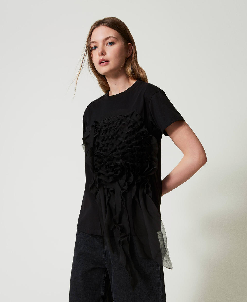 Twin Set T-shirt con volant in creponne Discount Store per i nuovi prodotti