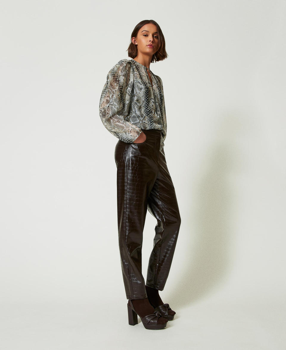 Twin Set Pantaloni barrel fit con stampa animalier Trasporto libero internazionale