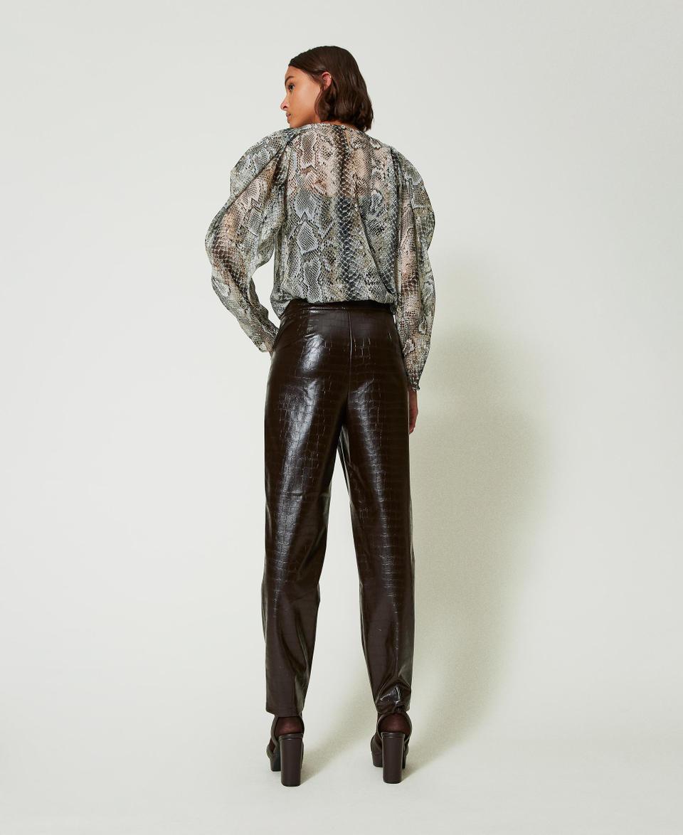 Twin Set Pantaloni barrel fit con stampa animalier Trasporto libero internazionale
