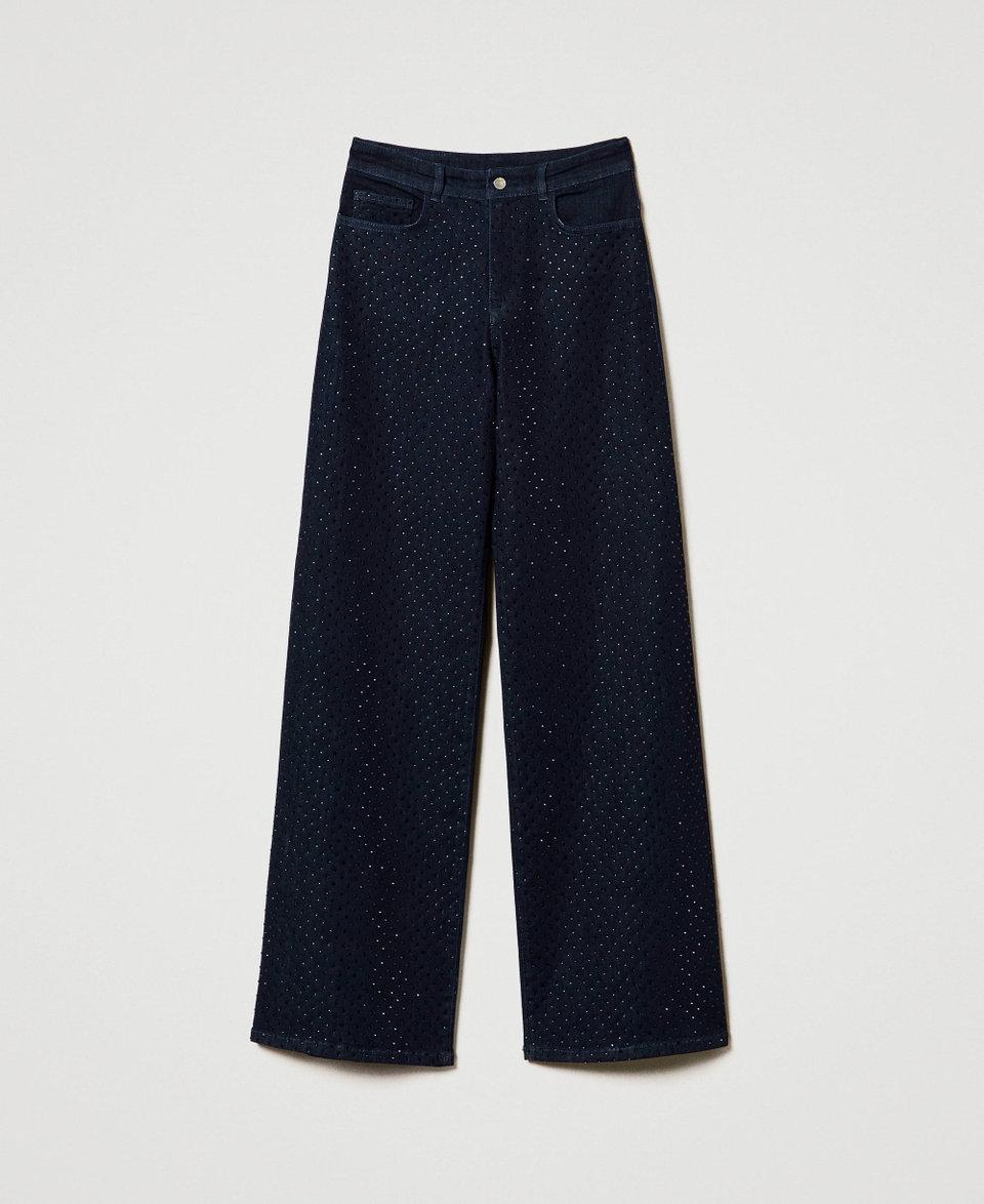 Twin Set Jeans wide leg in full strass Limitato a 3 giorni