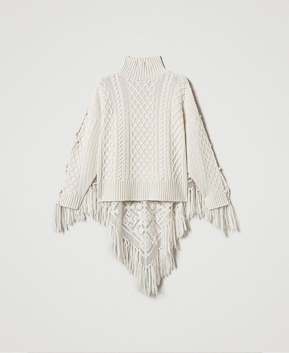 Twin Set Maxi maglia in misto lana con stola Consegna Veloce