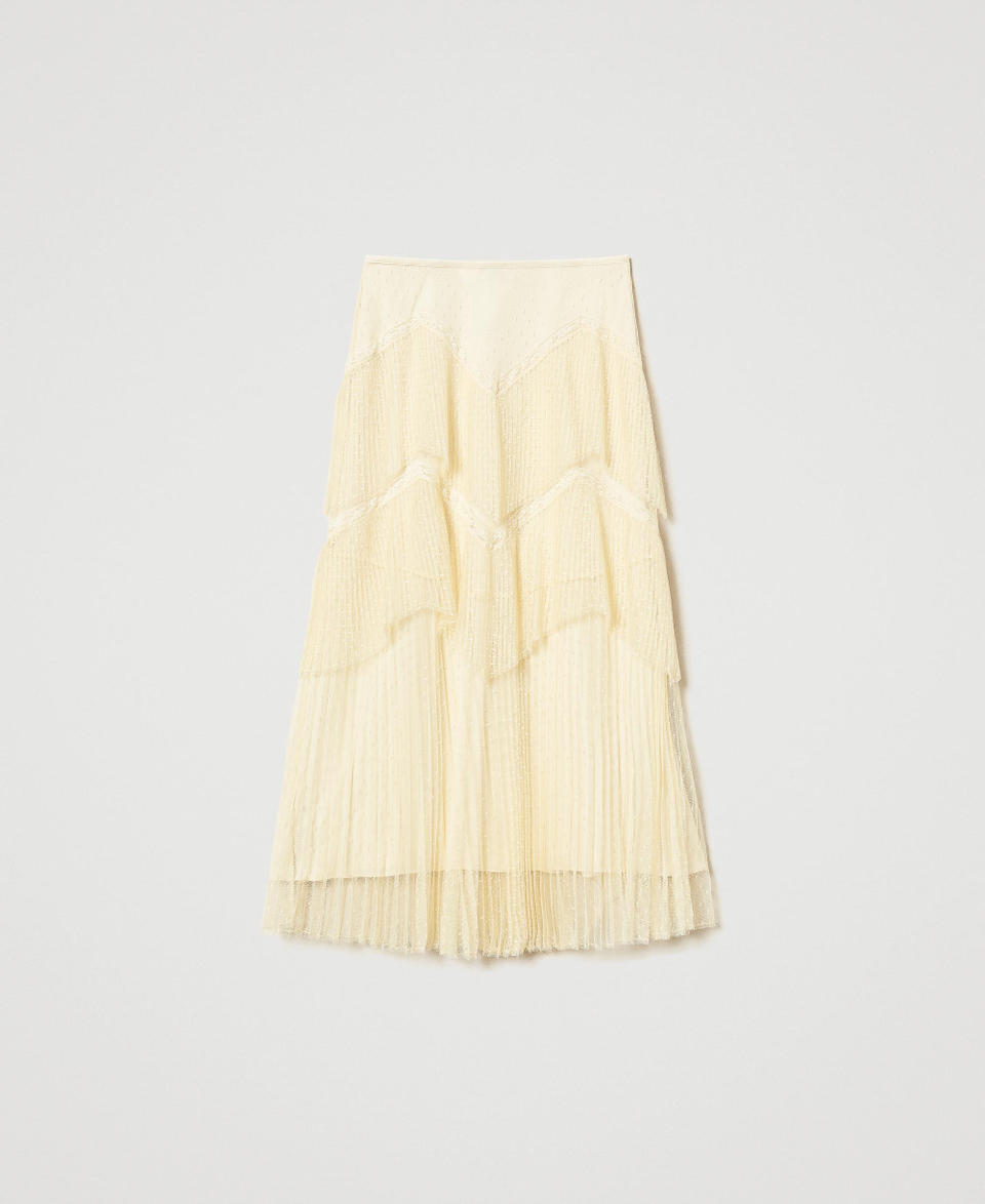Twin Set Gonna lunga in tulle con balze plissé Offerta