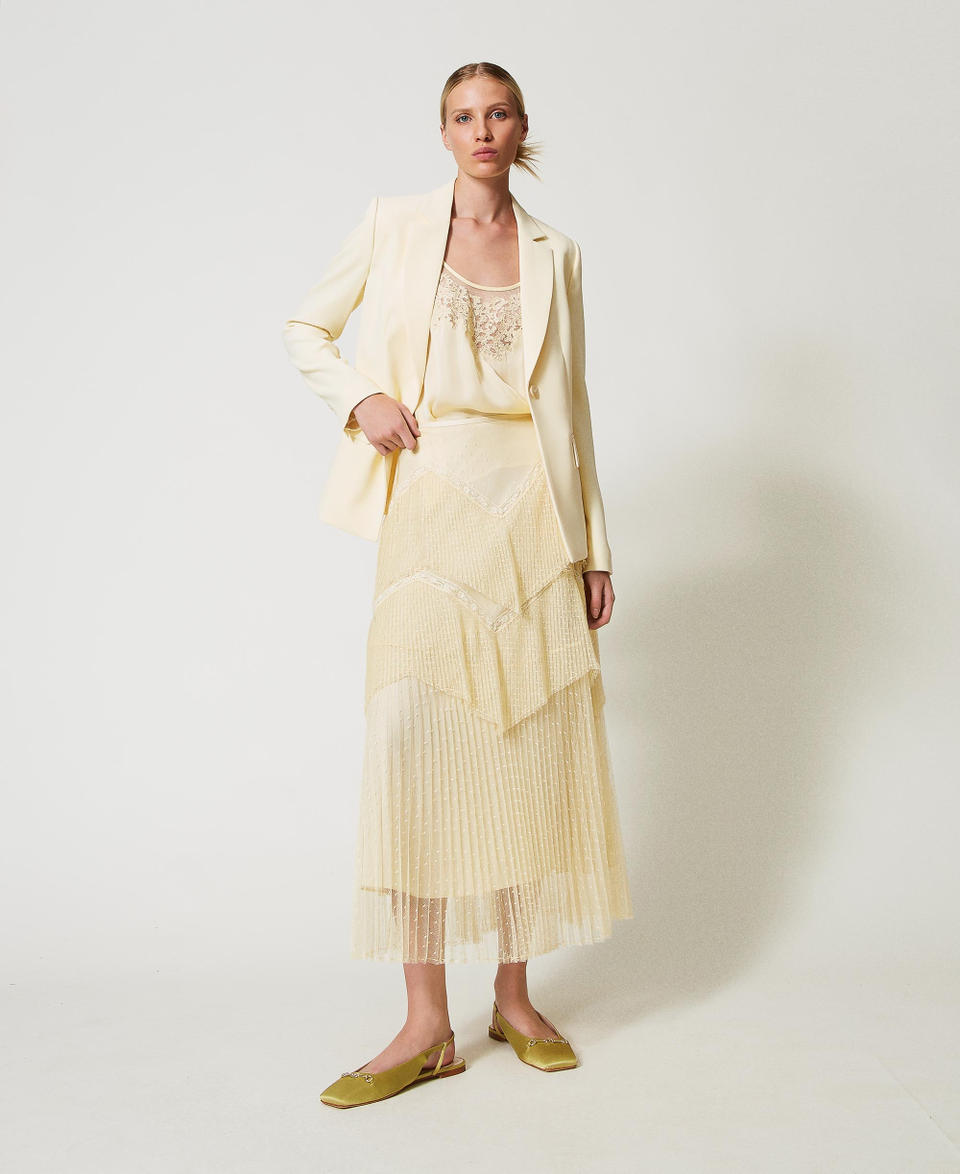 Twin Set Gonna lunga in tulle con balze plissé Offerta