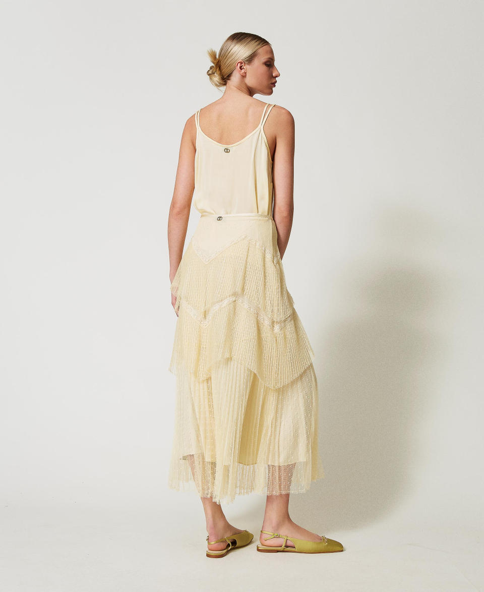 Twin Set Gonna lunga in tulle con balze plissé Offerta