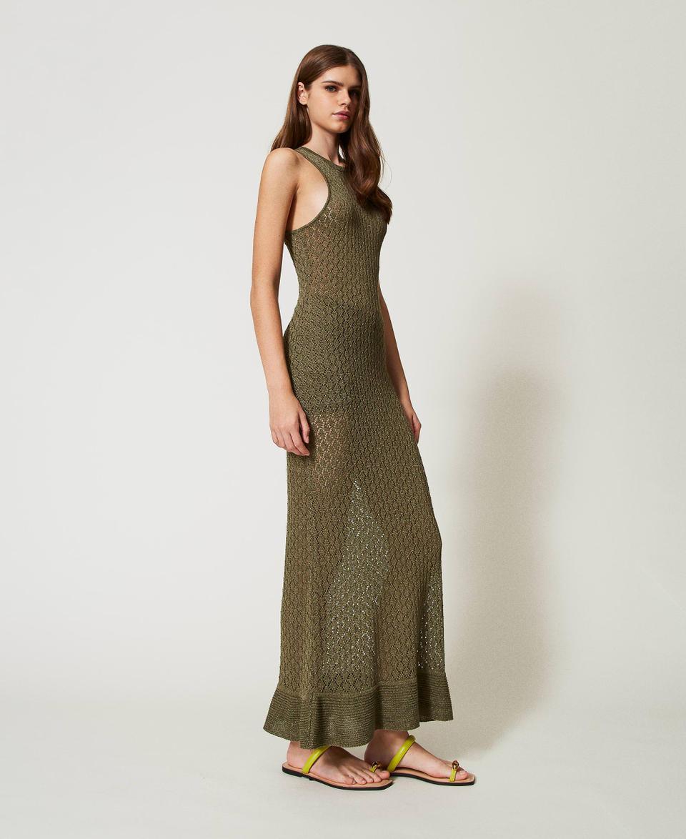 Twin Set Abito lungo a rete in maglia lurex Online