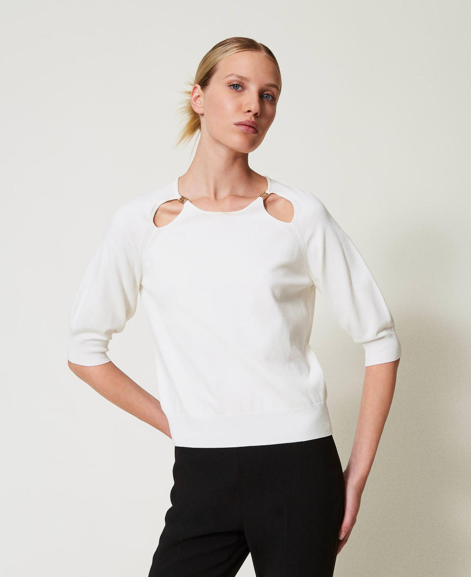 Twin Set Maglia con cut-out e Oval T Saldi Di Fabbrica