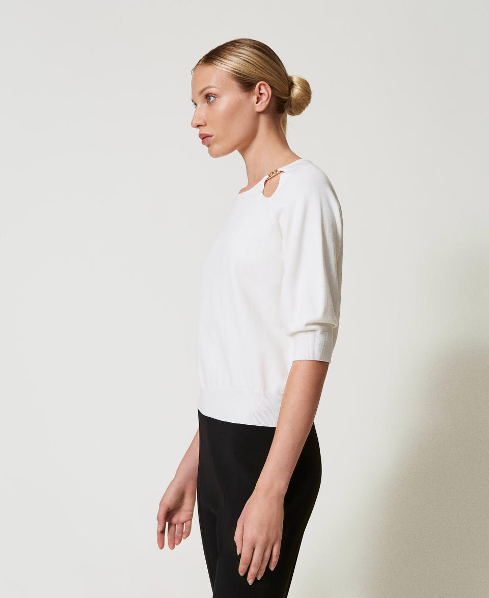 Twin Set Maglia con cut-out e Oval T Saldi Di Fabbrica