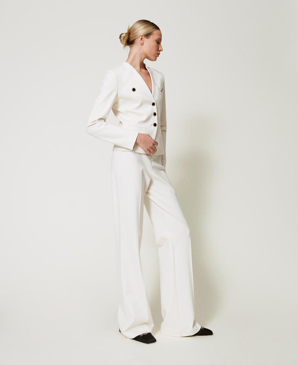 Twin Set Pantaloni wide leg con bottoni gioiello Vendite Flash