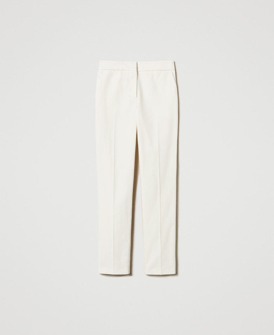 Twin Set Pantaloni dritti in gabardine misto cotone Negozio