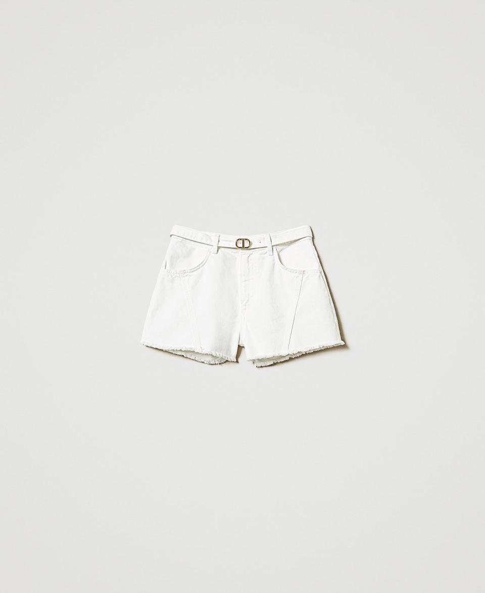 Twin Set Shorts in white bull con cintura Oval T Spedizione gratuita