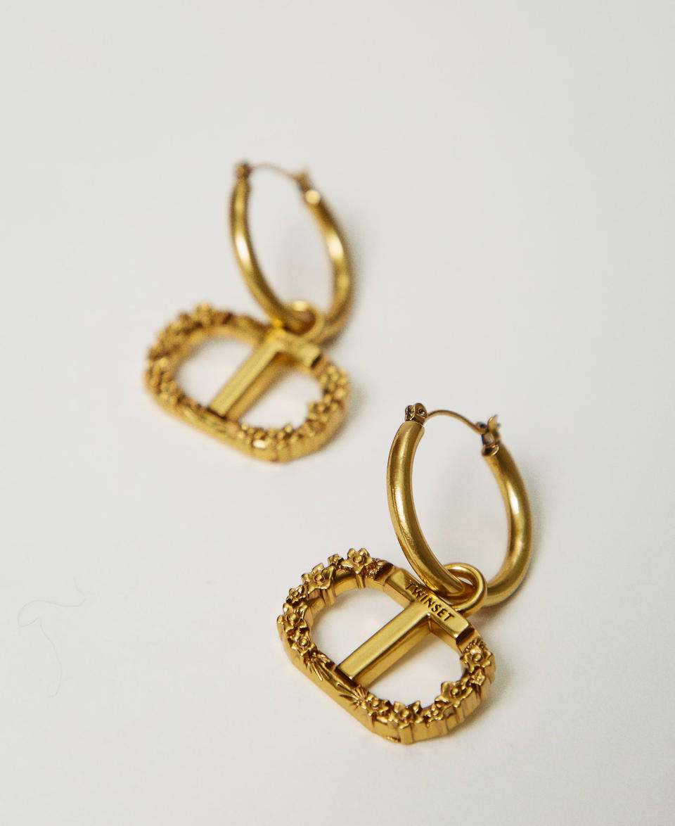 Twin Set Orecchini ad anello con Oval T floreale Vendita calda
