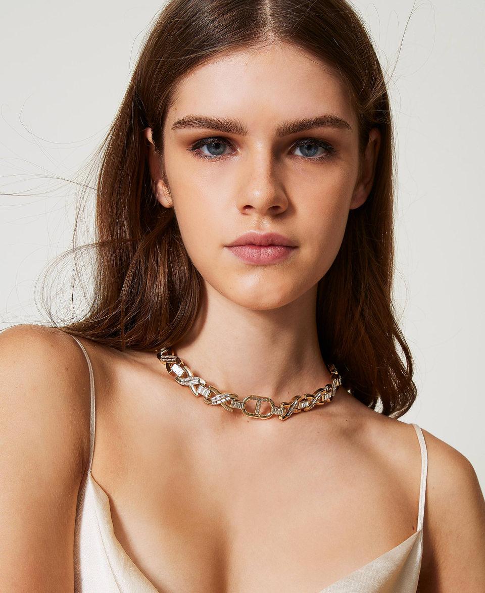 Twin Set Collana girocollo con strass e Oval T Sconti VIP