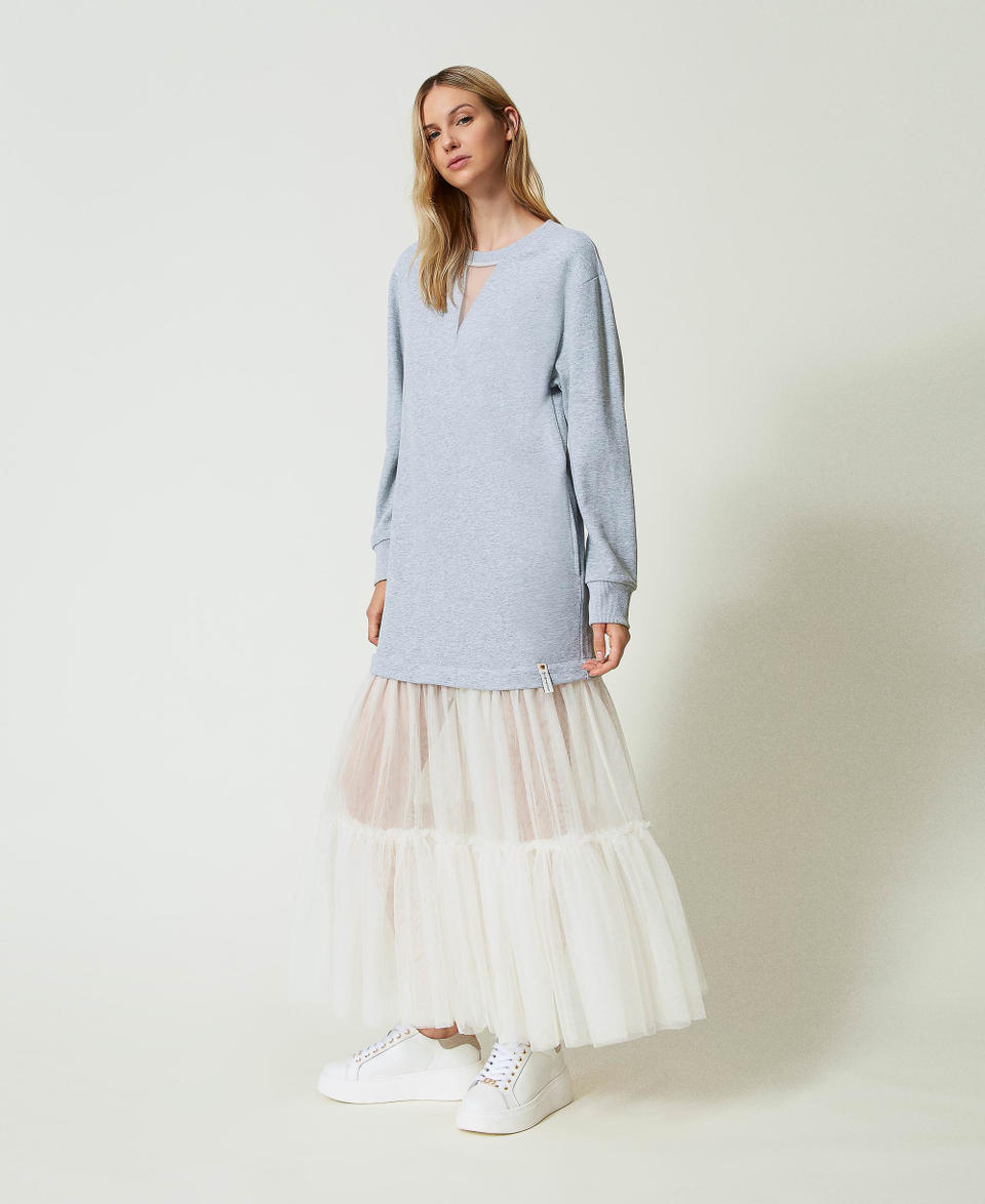 Twin Set Abito lungo in felpa e tulle Vendita