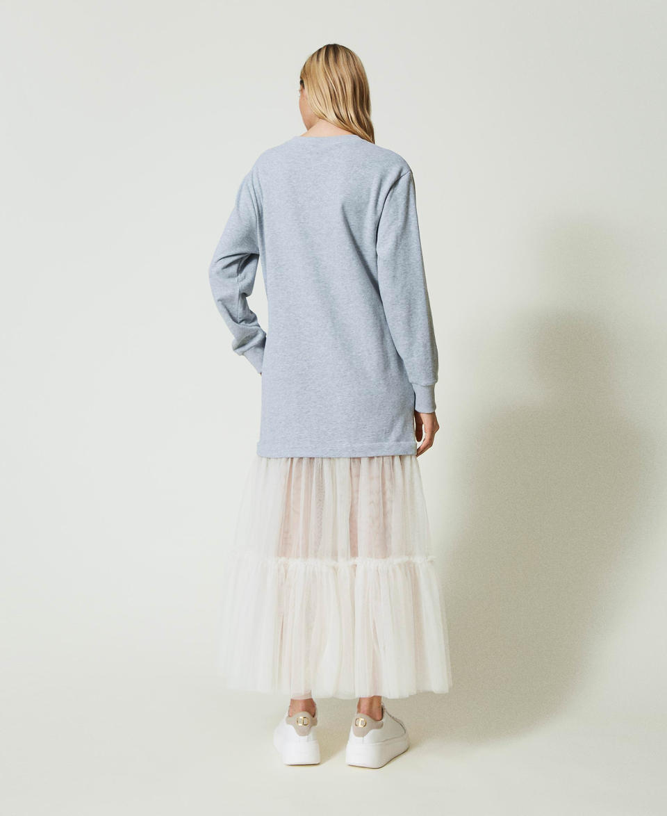 Twin Set Abito lungo in felpa e tulle Vendita