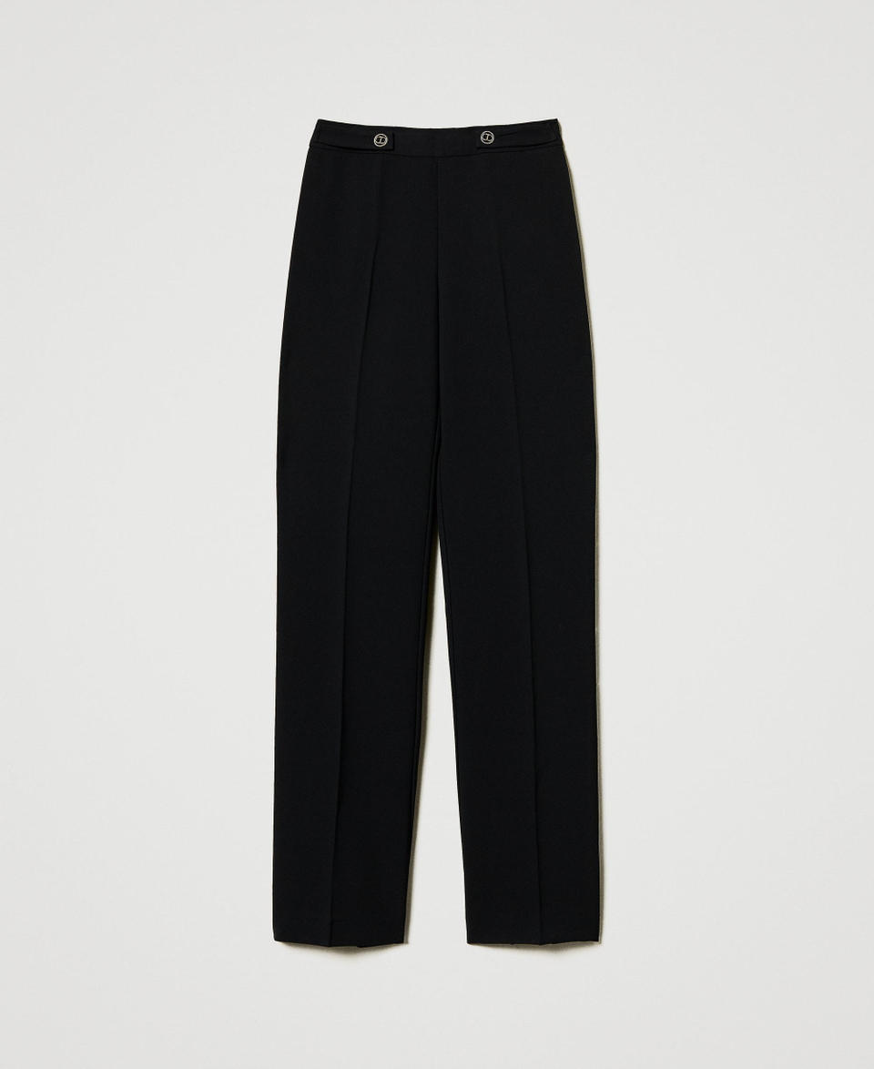 Twin Set Pantaloni straight leg in crêpe cady Promozione