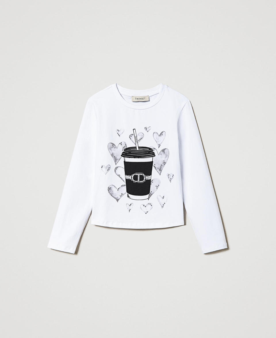 Twin Set T-shirt con stampa e strass Pezzi Unici