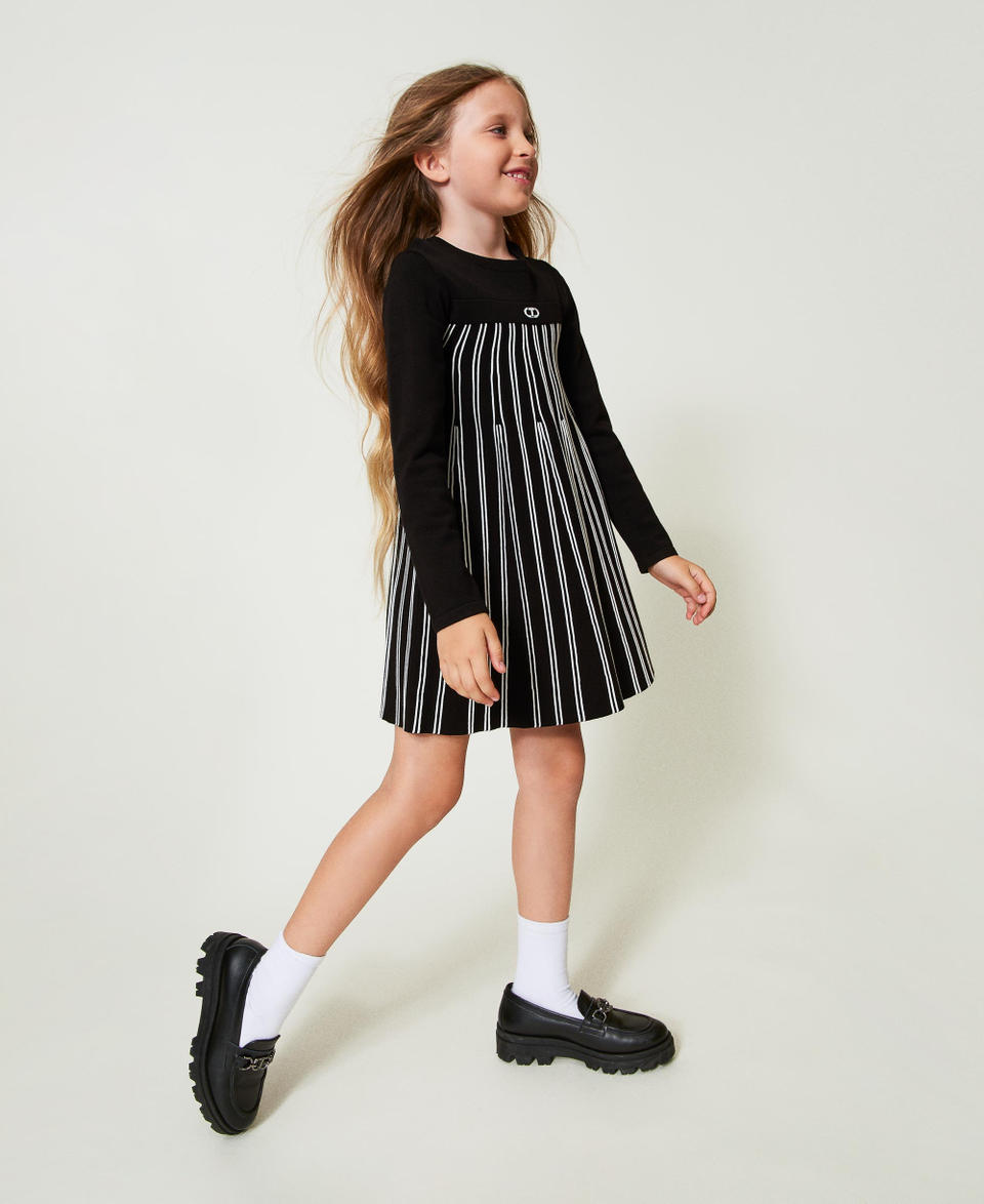 Twin Set Abito corto in maglia a righe flexage Promozione Limitata